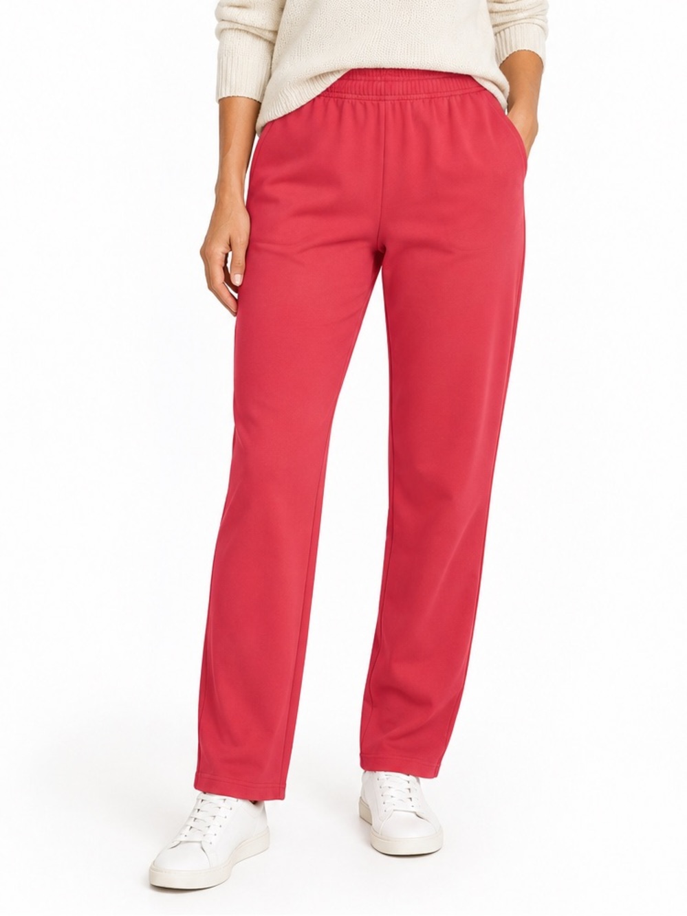 Lands’ End Coral Pink Knit Pants Women’s Large 14-16 Cotton Pull On